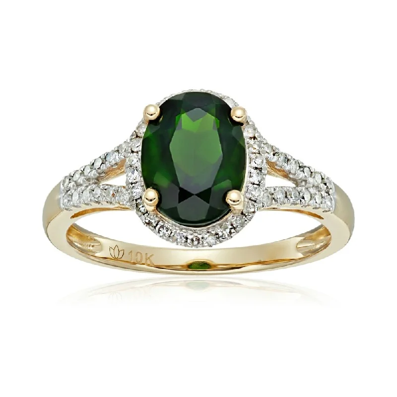 Sapphire Gemstone Rings in 18K White Gold with Diamond Accents for an Elegant Engagement10k Yellow Gold Chrome Diopside and Diamond Ring