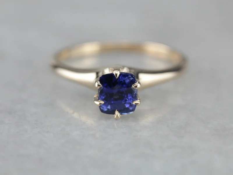 Garnet Gemstone Rings in 18K Gold Vermeil with Intricate Engravings for a Traditional AestheticGorgeous Royal Blue Sapphire Solitaire Ring