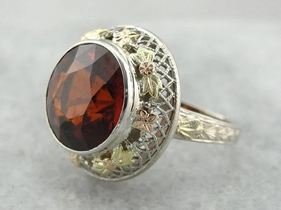 Topaz Gemstone Rings in 10K Gold with a Channel - Set Design for a Contemporary and Durable OptionHessonite Garnet Cocktail Ring