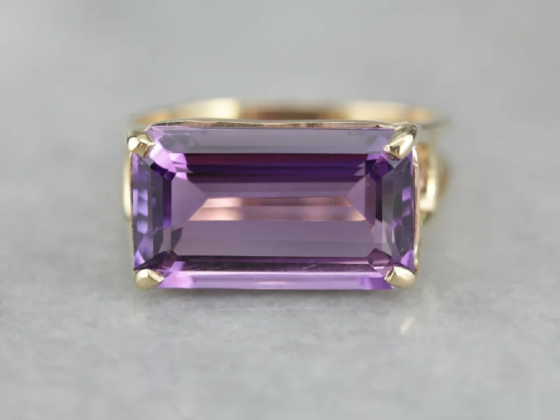 Jasper Gemstone Rings in 18K Gold Vermeil with a Matte Finish for a Subtle and Elegant LookEast West Set Amethyst Cocktail Ring