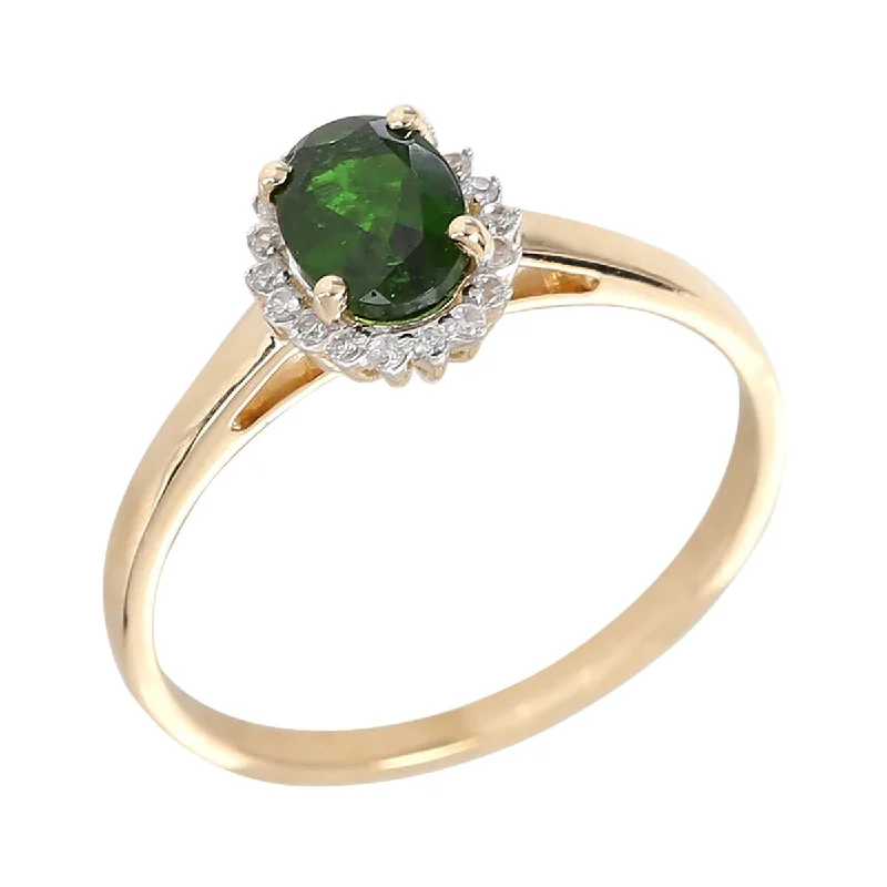 Tanzanite Gemstone Rings in 10K Gold with a Trilogy Design for a Sophisticated Gift14Kt Yellow Gold Chrome Diopside and White Natural Zircon Ring