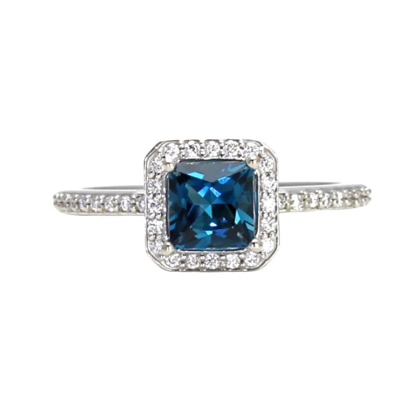 Men's Alexandrite Engagement Rings in Platinum with a Hidden Halo of DiamondsPrincess Cut London Blue Topaz Ring Square Diamond Halo Engagement Ring