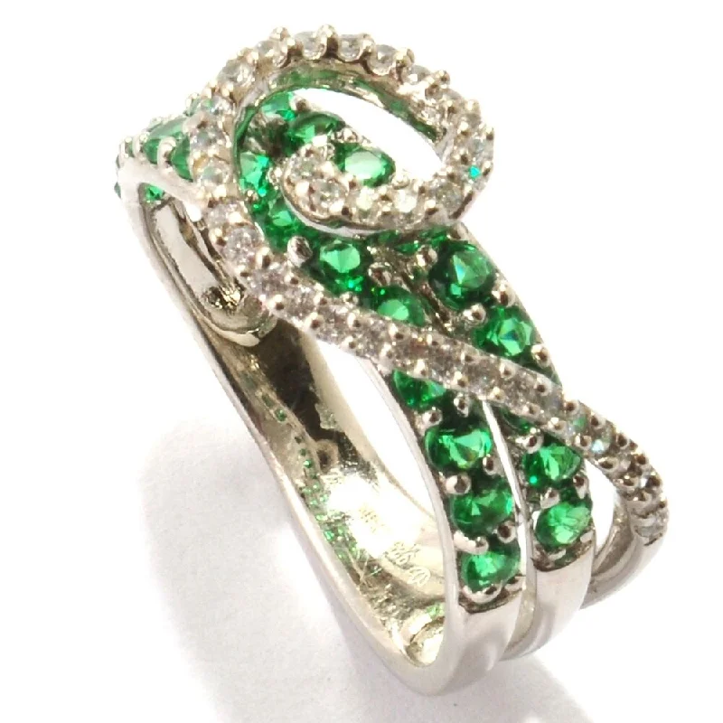 Peridot Gemstone Rings in 14K Gold - Filled Metal with a Pave - Set Band for a Sparkling Look925 Sterling Silver Green Emerald Color CZ and White Zircon Band Ring