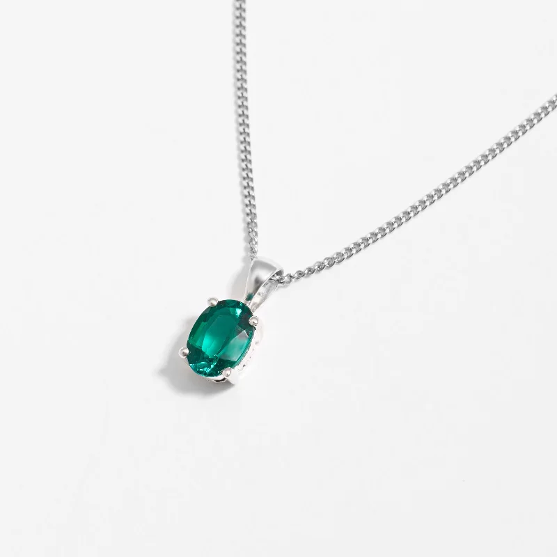 Moissanite - Set Wedding Bands in Yellow Gold for a Sparkling and Ethical Alternative to DiamondsSterling Silver Oval Created Emerald May Birthstone Pendant