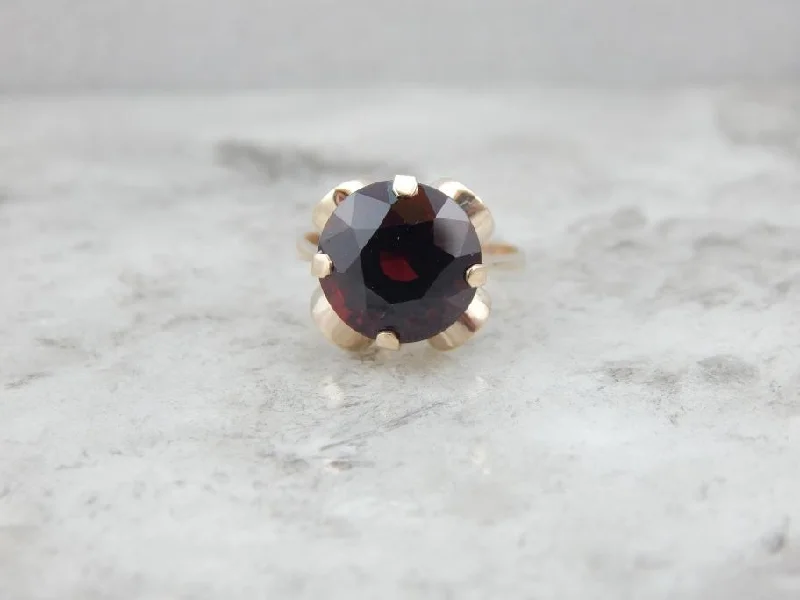 Opal Gemstone Rings in Rose Gold with a Milgrain Edge for a Feminine and Romantic StyleDeep Red Garnet in Mid Century Cocktail Ring