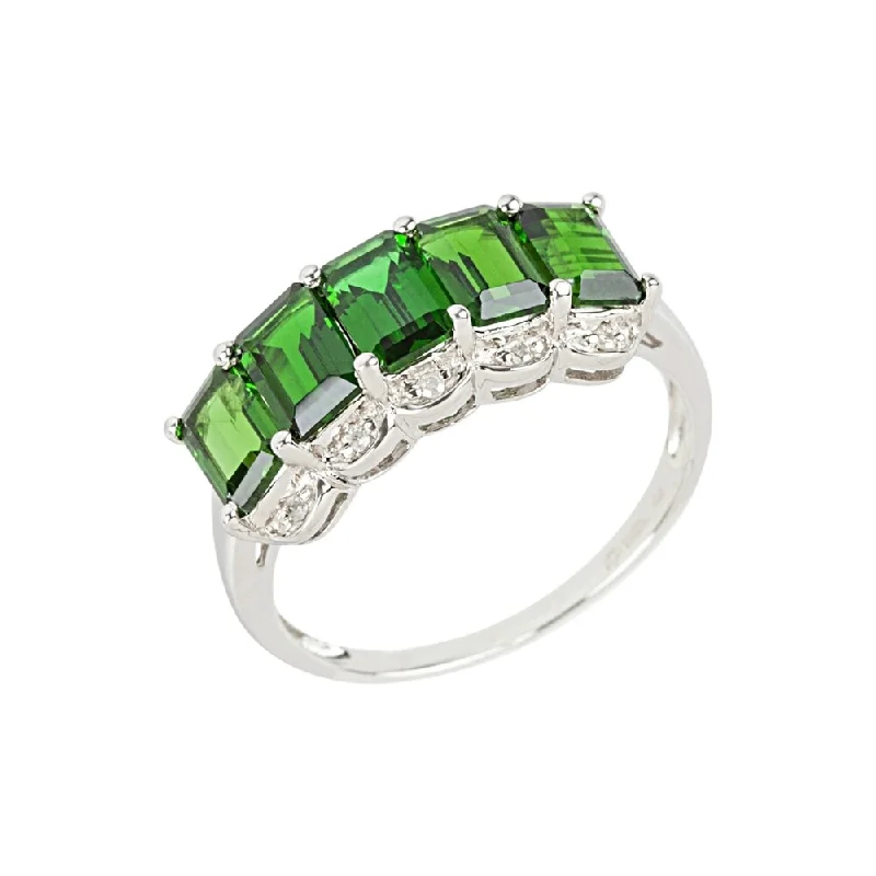 Malachite Gemstone Rings in 14K Gold with a Carved Stone for a Unique and Artistic AppealPlatinum over Sterling Silver Chrome Diopside Ring