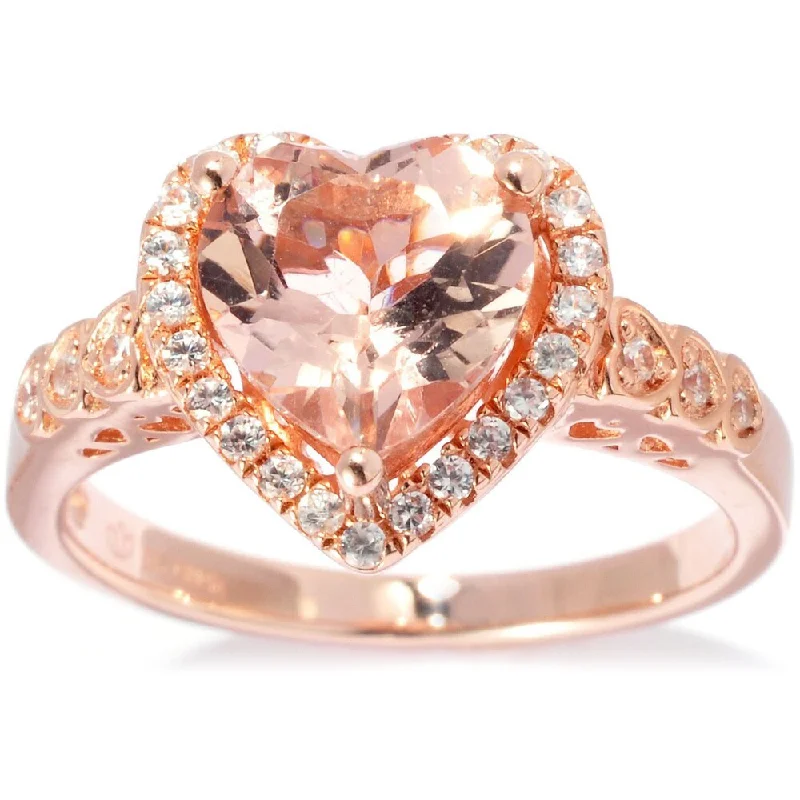 Aquamarine Gemstone Rings in 9K Gold with a Bezel Setting for a Modern and Secure Fit18k Rose Goldplated Sterling Silver 1.9ct TCW Morganite and White Zircon Heart Ring