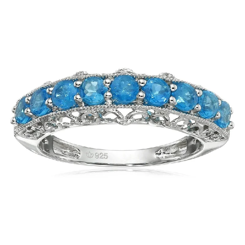 Lapis Lazuli Gemstone Rings in Sterling Silver with a Star - Shaped Setting for a Celestial - Inspired PieceSterling Silver Apatite Stackable Band Ring