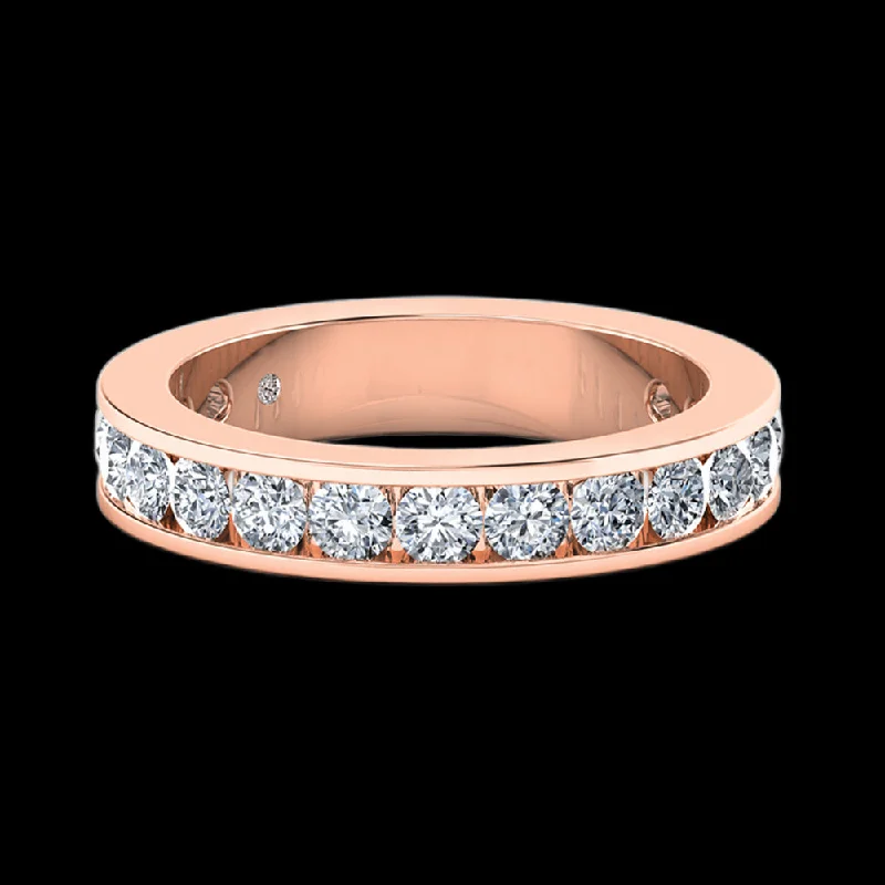 Rose Gold - Plated Engagement and Wedding Band Sets with a Halo of Cubic Zirconia for a Glamorous and Affordable LookIsra - 3/4 Eternity