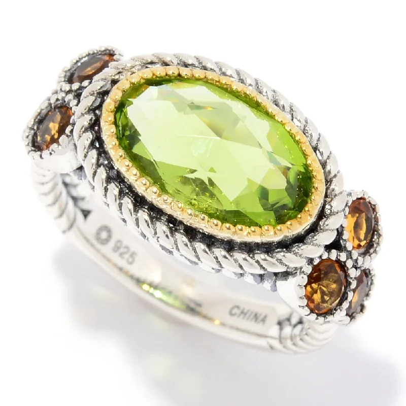 Aquamarine Gemstone Rings in 9K Gold with a Bezel Setting for a Modern and Secure FitSterling Silver 3.55ctw Oval Peridot & Citrine Rope Detailed Ring