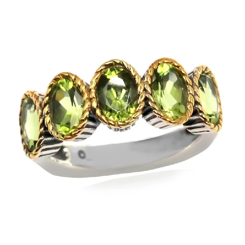 Malachite Gemstone Rings in 14K Gold with a Carved Stone for a Unique and Artistic Appeal925 Sterling Silver Peridot 5-Stone Ring