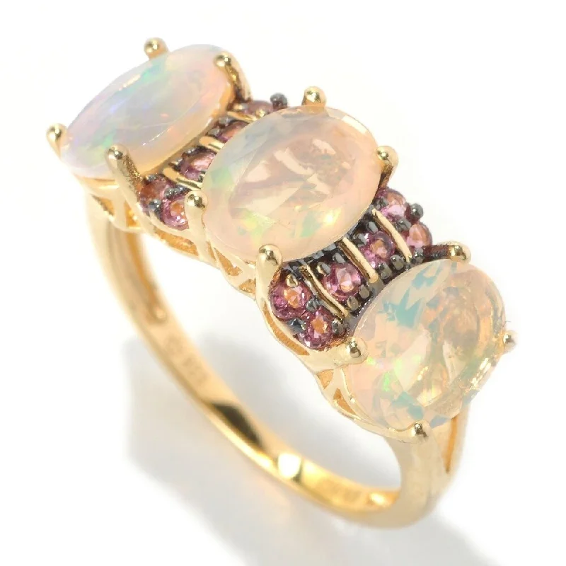 Iolite Gemstone Rings in 10K Gold with a Twisted Band for a Distinctive and Stylish AccessoryYellow Gold over Silver 2 1/4ct Pink Tourmaline and Opal Ring