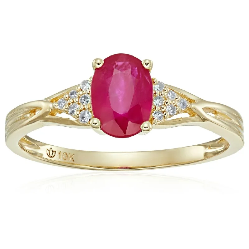 Turquoise Gemstone Rings in 925 Silver with a Southwestern - Inspired Design for a Rustic Charm10k Yellow Gold Genuine Ruby & Diamond Accented Ring, Size 7 - Red