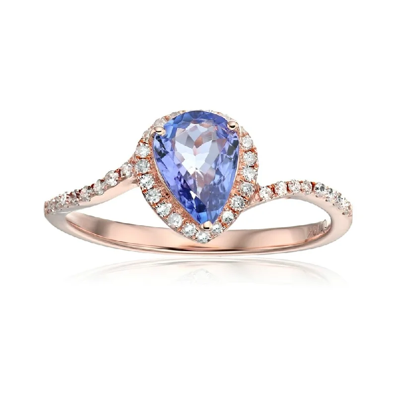 Agate Gemstone Rings in Sterling Silver with a Mosaic - Inspired Inlay for a Bohemian Style10k Rose Gold Tanzanite and Diamond Solitaire Ring