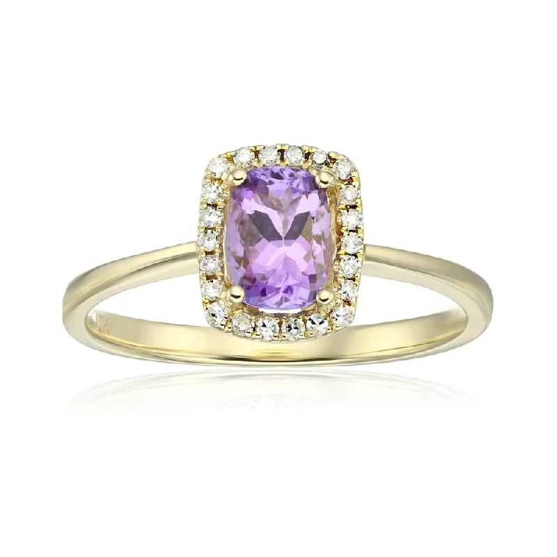 Turquoise Gemstone Rings in 925 Silver with a Southwestern - Inspired Design for a Rustic Charm10k Yellow Gold African Amethyst & Diamond Ring