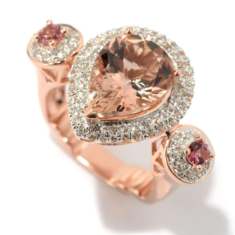 Alexandrite Gemstone Rings in Platinum with a Hidden Halo for a Rare and Luxurious Piece18K Vermeil 4.10Ctw Morganite, White Zircon & Pink Tourmaline Halo Ring