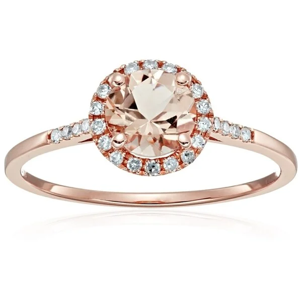 Emerald Gemstone Rings Set in Platinum with Filigree Work for a Vintage - Inspired Look10k Rose Gold Morganite Diamond Princess Diana Halo Ring, Sz 7 - Pink