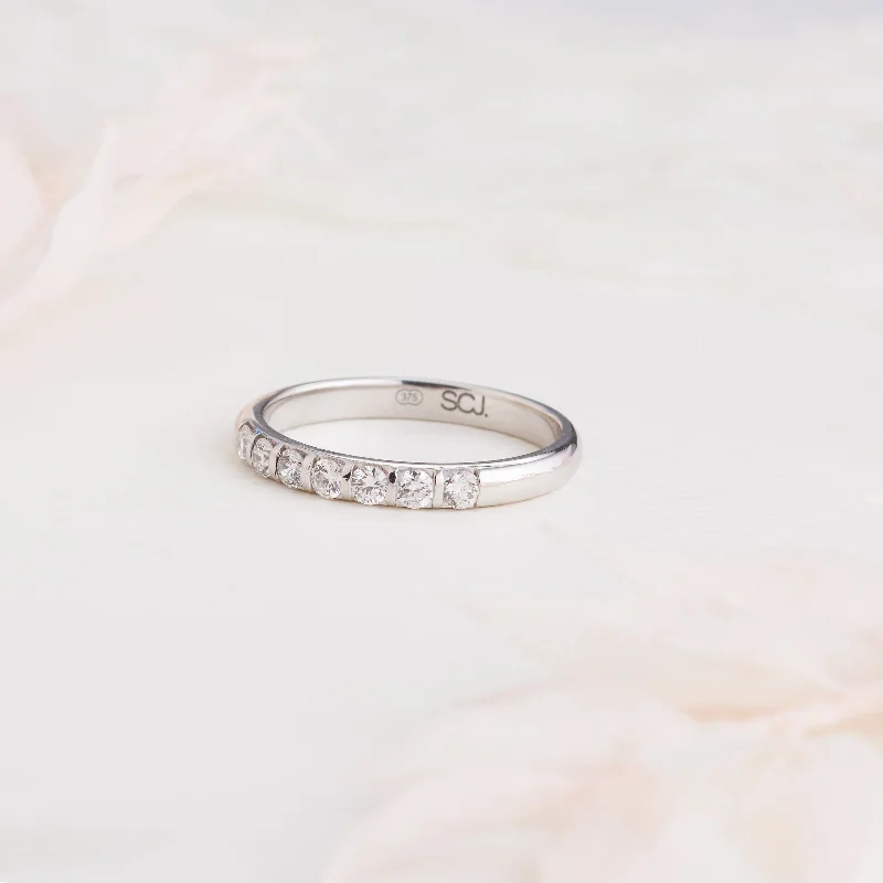 Vintage - Style Filigree Wedding Bands in 14K Gold for a Romantic and Antique - Inspired Aesthetic9K White Gold Bar Set Diamond Wedder or Eternity Ring 0.35tdw