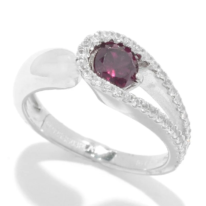 Jasper Gemstone Rings in 18K Gold Vermeil with a Matte Finish for a Subtle and Elegant LookSterling Silver Rhodolite and White Zircon Bypass Band Ring