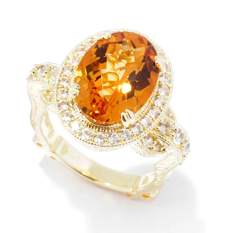 Aquamarine Gemstone Rings in 9K Gold with a Bezel Setting for a Modern and Secure FitDallas Prince Designs Sterling Silver 5.2ctw Honey Citrine & White Zircon Halo Ring