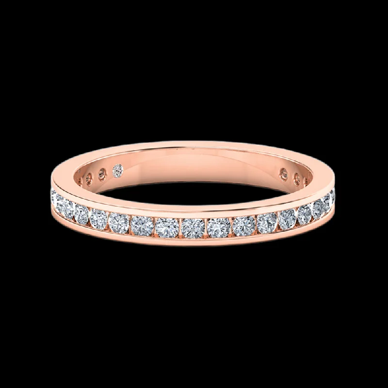 Art Deco - Inspired Wedding Bands with Geometric Patterns in Platinum for a Retro and Glamorous StyleAllegra - 3/4 Eternity