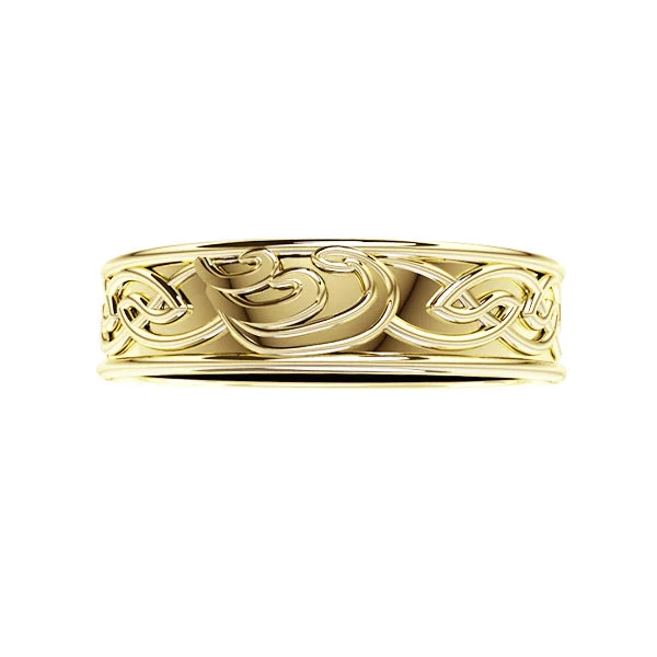 Vintage - Style Filigree Wedding Bands in 14K Gold for a Romantic and Antique - Inspired AestheticEdinburgh Celtic Waves Wedding Ring