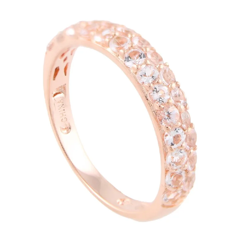 Tourmaline Gemstone Rings in 18K Two - Tone Gold with a Floral - Shaped Setting for a Feminine TouchSterling Silver Morganite Stack Band Ring