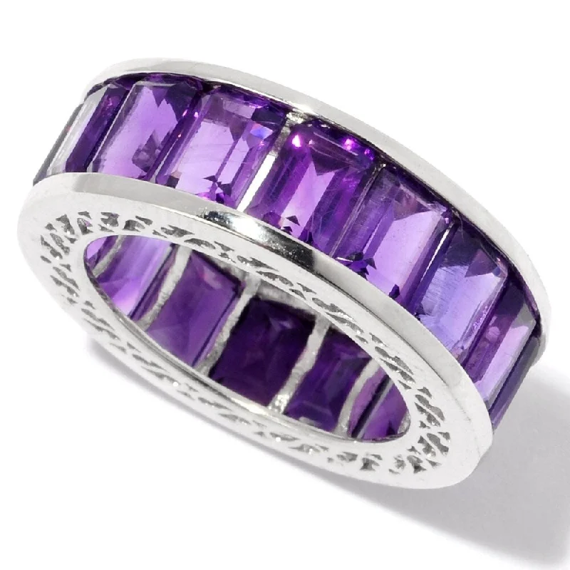 Alexandrite Gemstone Rings in Platinum with a Hidden Halo for a Rare and Luxurious PieceSterling Silver Amethyst Eternity Band Ring