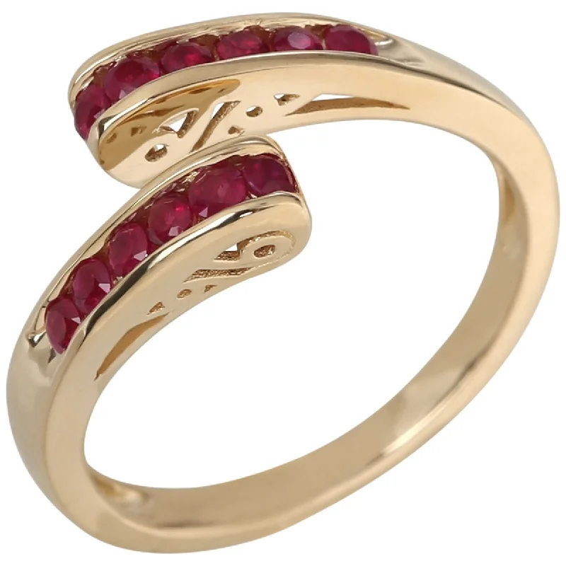 Tourmaline Gemstone Rings in 18K Two - Tone Gold with a Floral - Shaped Setting for a Feminine Touch14Kt Yellow Gold Ruby Bypass Ring