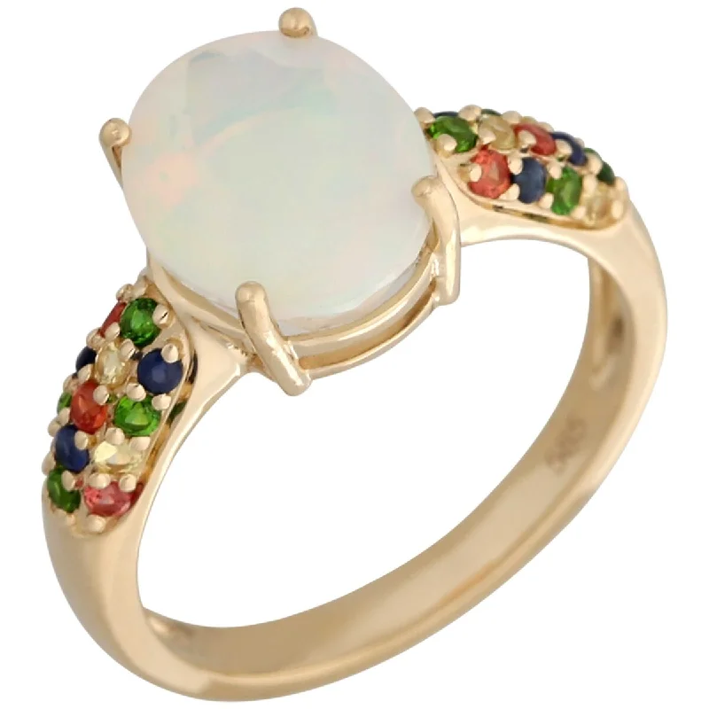 Amethyst Gemstone Rings in Sterling Silver with a Halo of Cubic Zirconia for a Budget - Friendly Luxury14Kt Yellow Gold Ethiopian Opal Solitaire Ring