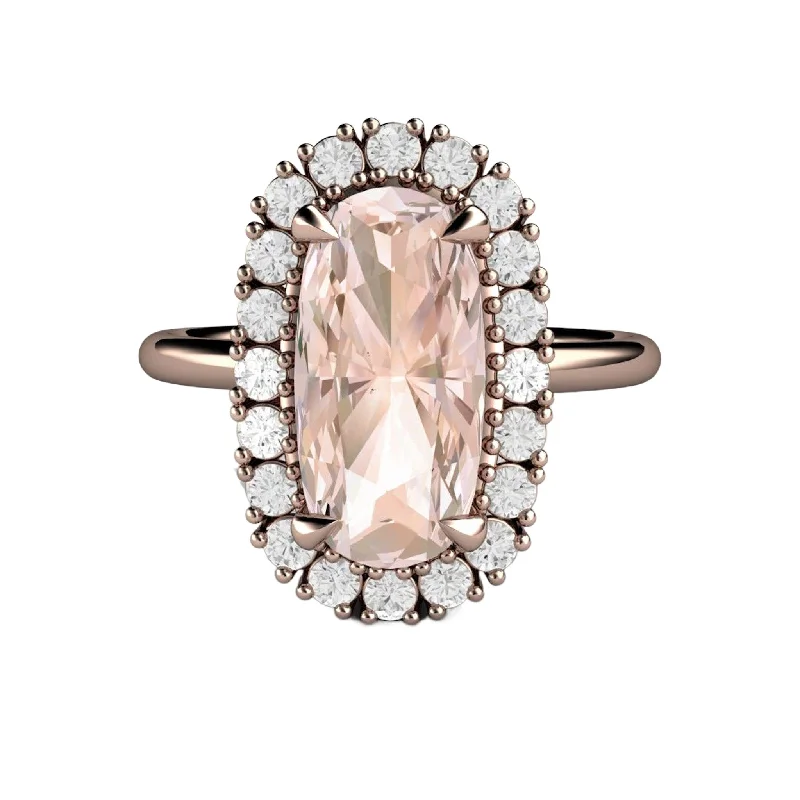 Men's Tourmaline Engagement Rings in 18K Two - Tone Gold with a Floral - Inspired SettingElongated Cushion Cut Morganite Engagement Ring with Diamond Halo | 2ct Peach Morganite Ring