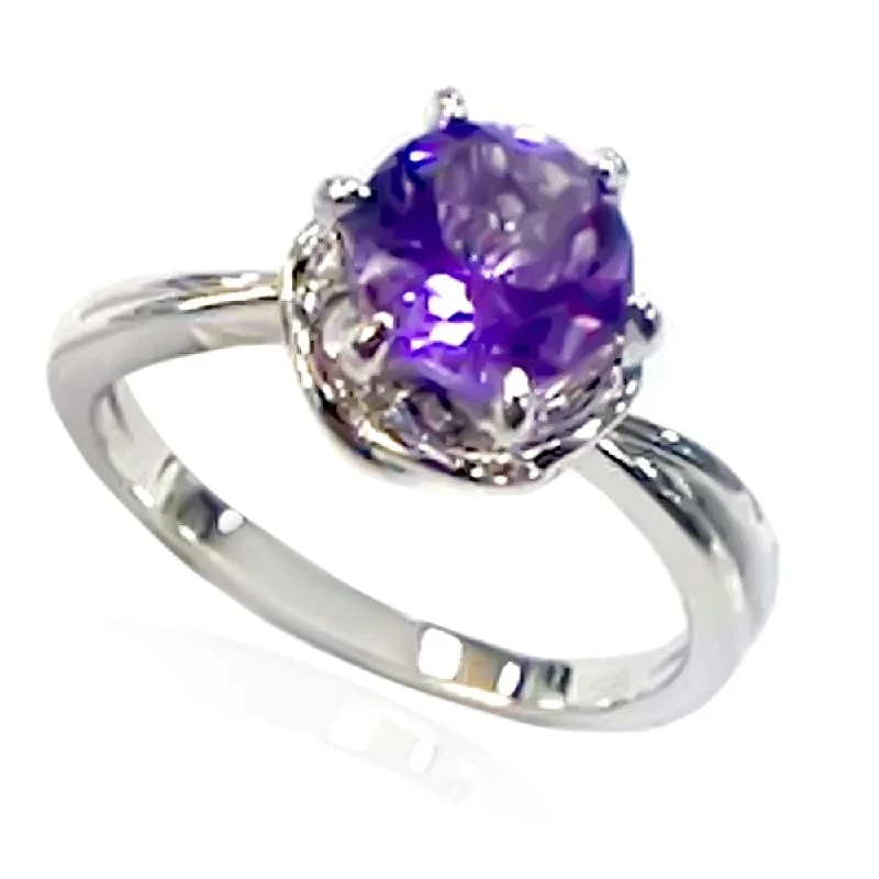 Tourmaline Gemstone Rings in 18K Two - Tone Gold with a Floral - Shaped Setting for a Feminine TouchRhodium Over Sterling Silver 0.78Ctw African Amethyst Ring