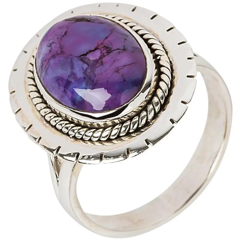 Agate Gemstone Rings in Sterling Silver with a Mosaic - Inspired Inlay for a Bohemian Style925 Sterling Silver Purple Mohave Turquoise Solitaire Ring