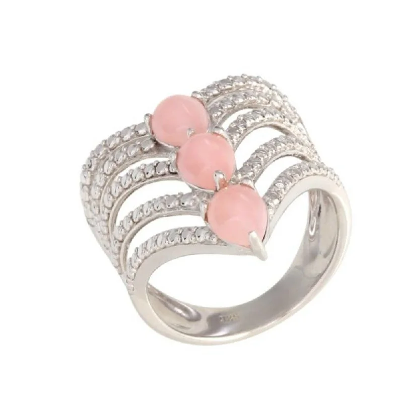 Jasper Gemstone Rings in 18K Gold Vermeil with a Matte Finish for a Subtle and Elegant Look925 Sterling Silver Pink Opal Ring