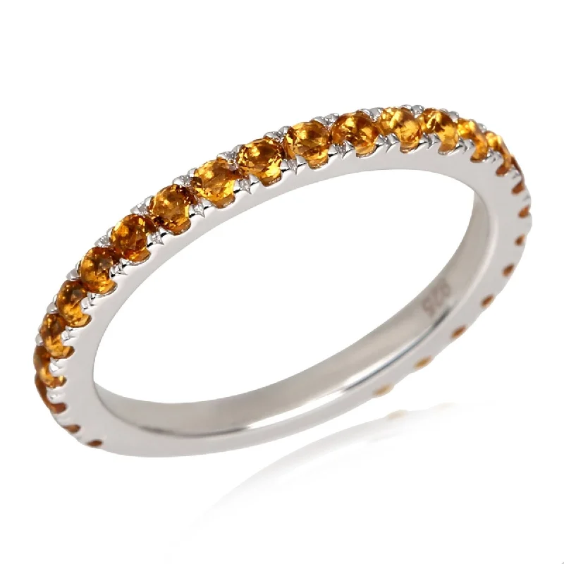 Sapphire Gemstone Rings in 18K White Gold with Diamond Accents for an Elegant Engagement925 Sterling Silver Citrine Eternity Band Ring