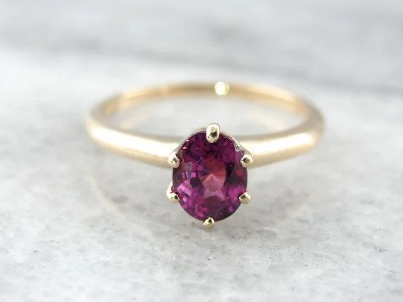 Opal Gemstone Rings in Rose Gold with a Milgrain Edge for a Feminine and Romantic StyleDeep Fuscia Pink Sapphire in Vintage Solitaire Mounting