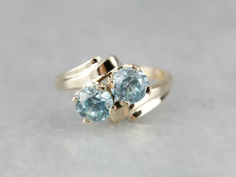 Citrine Gemstone Rings in Stainless Steel with a Stackable Design for a Trendy Everyday WearBlue Zircon Bypass Toi et Moi Ring