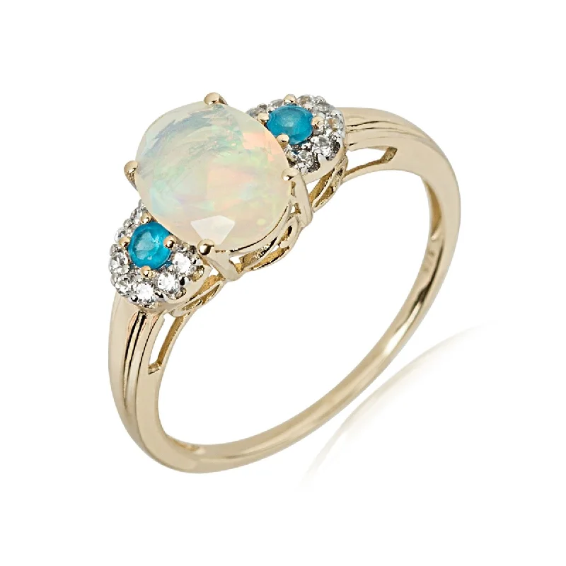 Citrine Gemstone Rings in Stainless Steel with a Stackable Design for a Trendy Everyday Wear14Kt Yellow Gold Ethiopian Opal, Pink Tourmaline, Diamond Ring