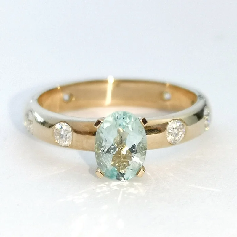 Men's Agate Engagement Rings in Sterling Silver with a Mosaic - Style InlayAquamarine and Moissanites Engagement Gold Ring