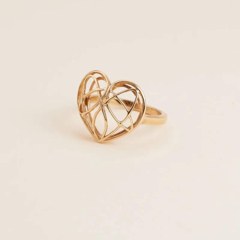 Infinity - Symbol Wedding Bands in Rose Gold with Small Diamonds for a Romantic and Symbolic Gesture9K Yellow Gold Open Heart Ring