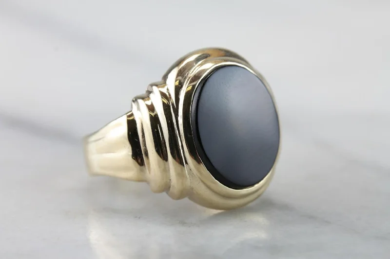 Opal Gemstone Rings in Rose Gold with a Milgrain Edge for a Feminine and Romantic StyleBlack Onyx Men's Statement Ring