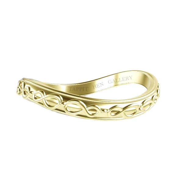 Two - Tone Gold and Silver Wedding Bands with a Twist Design for a Contemporary and Eye - Catching StyleScottish Infinity Sway Wedding Ring in 9ct Yellow Gold