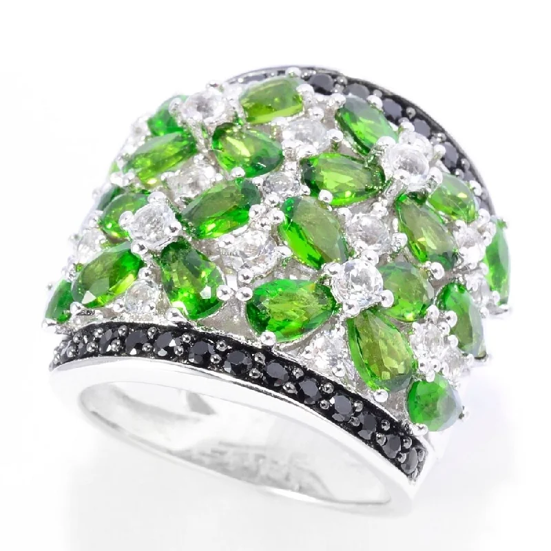 Alexandrite Gemstone Rings in Platinum with a Hidden Halo for a Rare and Luxurious PieceSterling Silver Exotic Diopside White Topaz & Black Spinel Ring