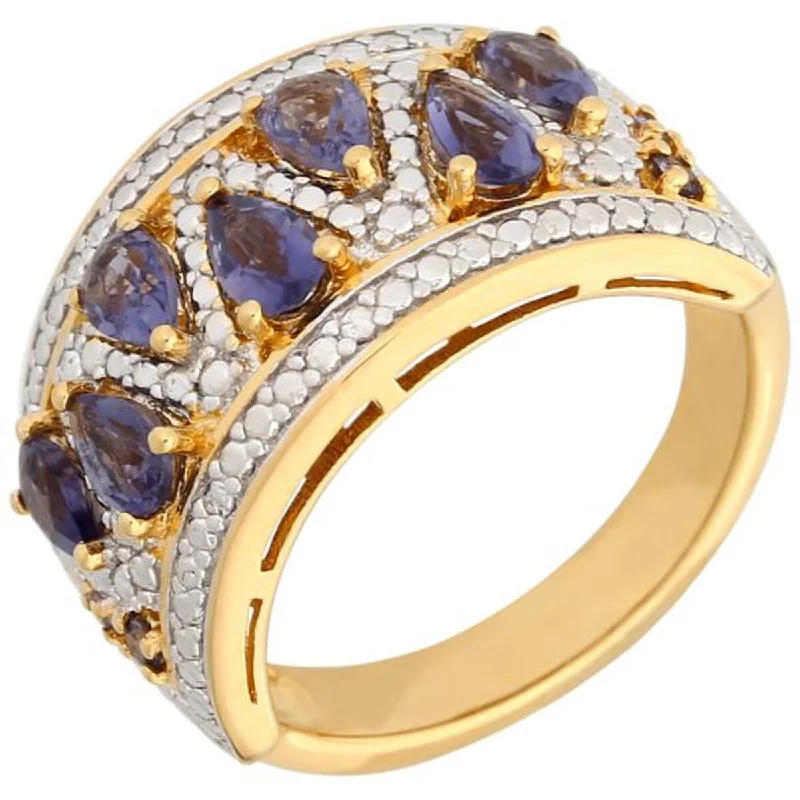 Aquamarine Gemstone Rings in 9K Gold with a Bezel Setting for a Modern and Secure FitYellow Gold Plated Over Sterling Silver Iolite Ring