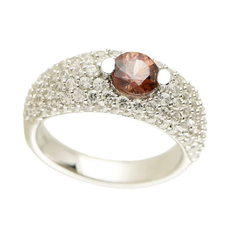 Opal Gemstone Rings in Rose Gold with a Milgrain Edge for a Feminine and Romantic StyleSterling Silver 3.18ctw Brown Zircon Solitaire w/ accent Ring