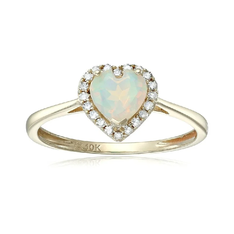 Aquamarine Gemstone Rings in 9K Gold with a Bezel Setting for a Modern and Secure Fit10k Yellow Gold Ethiopian Opal and Diamond Solitaire Ring