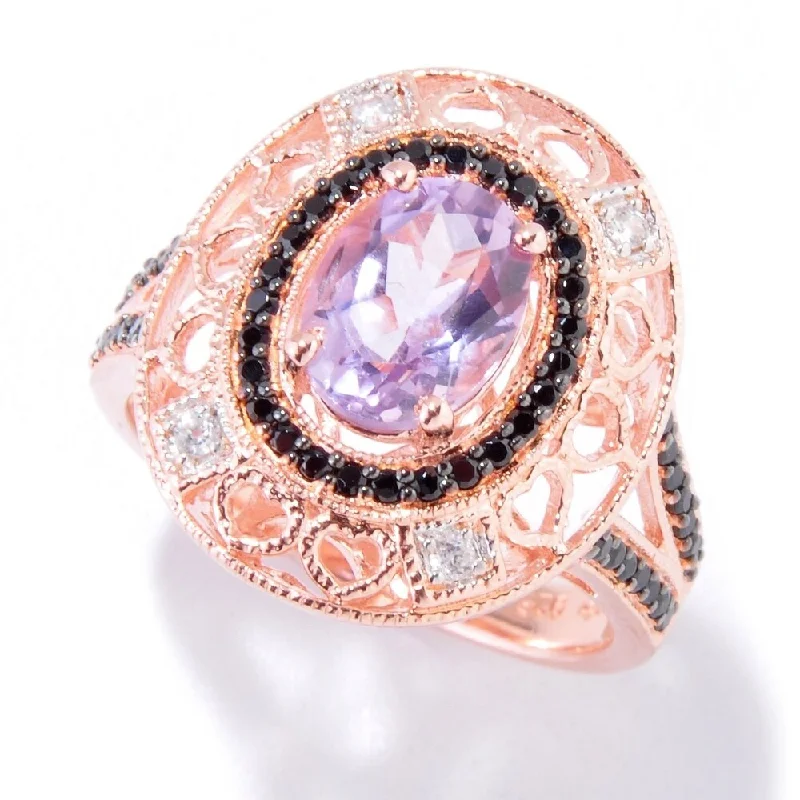 Tanzanite Gemstone Rings in 10K Gold with a Trilogy Design for a Sophisticated Gift18K Rose Gold Over Silver 1.06Ctw Pink Amethyst Solitaire W/ Accent Ring