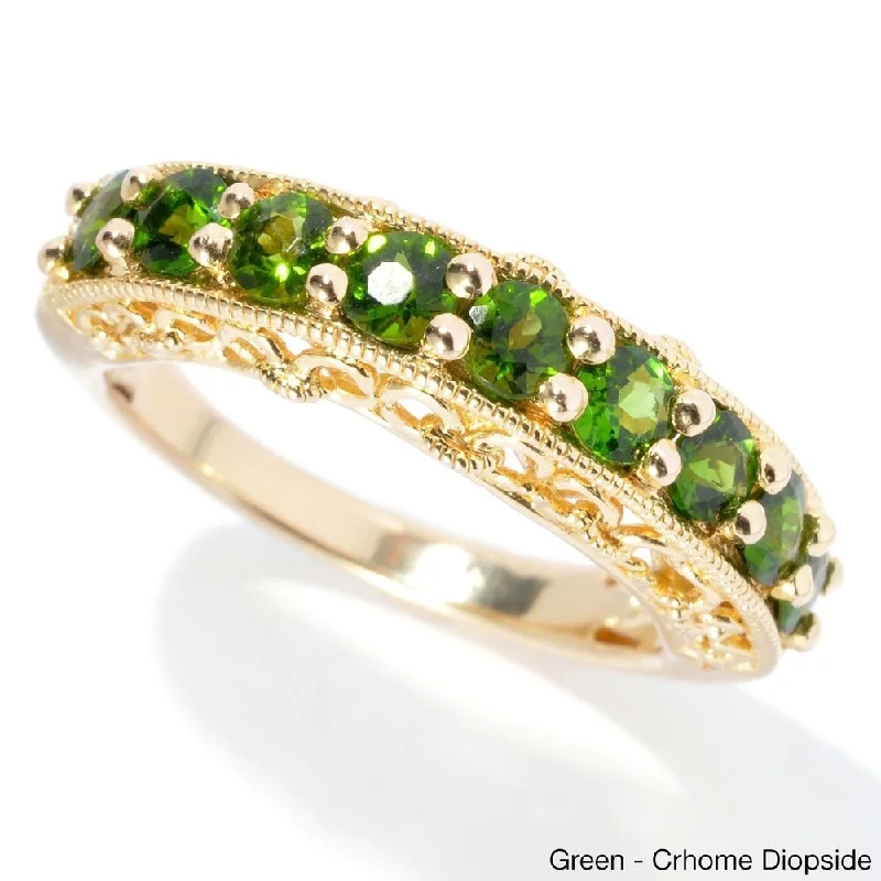 Topaz Gemstone Rings in 10K Gold with a Channel - Set Design for a Contemporary and Durable OptionYellow Gold Over Sterling Silver Chrome Diopside Stackable Band Ring