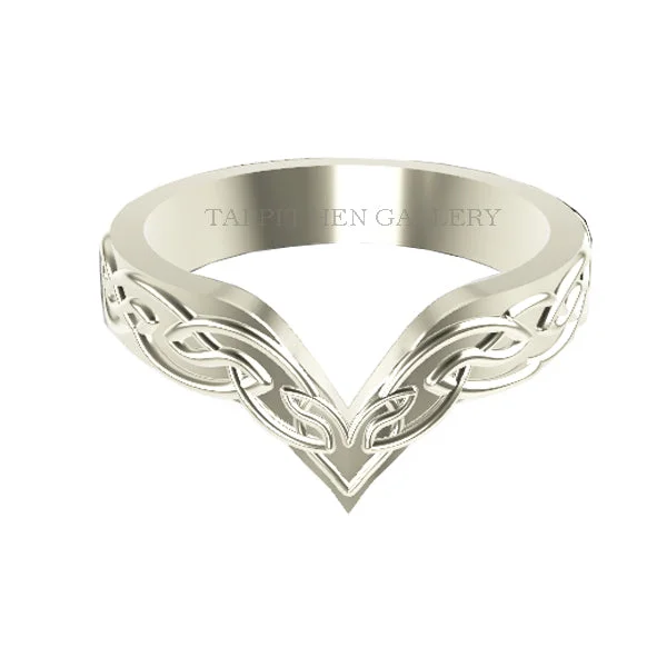 Custom - Engraved Titanium Wedding Bands with Personalized Messages for a One - of - a - Kind and Sentimental PieceEdinburgh Celtic Knot work Wishbone Wedding Ring in 9ct White Gold