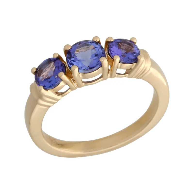 Iolite Gemstone Rings in 10K Gold with a Twisted Band for a Distinctive and Stylish Accessory14K Gold Tanzanite 3 Stone Ring